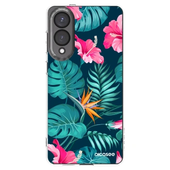 Picasee silikónový prehľadný obal pre Samsung Galaxy S25 Edge 5G - Pink Monstera