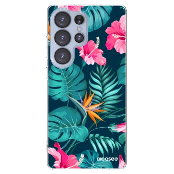 Picasee silikónový prehľadný obal pre Samsung Galaxy S25 Ultra 5G - Pink Monstera