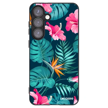 Picasee silikónový čierny obal pre Samsung Galaxy S25+ 5G - Pink Monstera