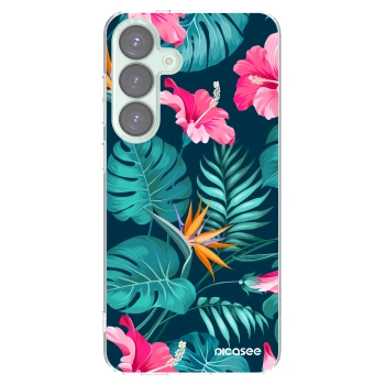 Picasee silikónový prehľadný obal pre Samsung Galaxy S25+ 5G - Pink Monstera
