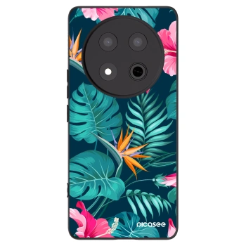 Picasee silikónový čierny obal pre Honor Magic7 Lite 5G - Pink Monstera