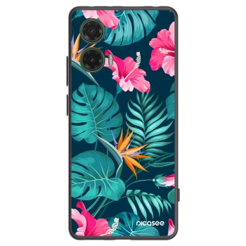 Picasee silikónový čierny obal pre Motorola Moto G35 5G - Pink Monstera