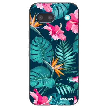 Picasee silikónový čierny obal pre Google Pixel 8a - Pink Monstera