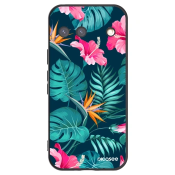 Picasee silikónový čierny obal pre Google Pixel 9 - Pink Monstera