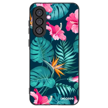 Picasee silikónový čierny obal pre Samsung Galaxy A56 5G A566B - Pink Monstera