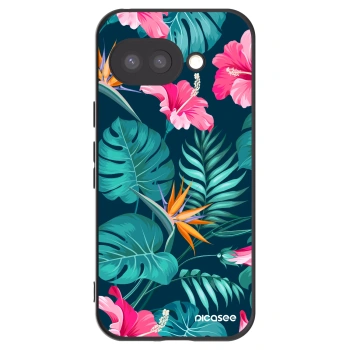 Picasee silikónový čierny obal pre Google Pixel 9a - Pink Monstera