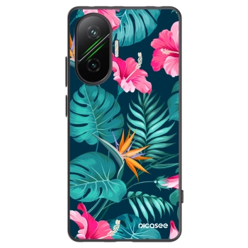 Picasee silikónový čierny obal pre Xiaomi Poco F7 Pro 5G - Pink Monstera
