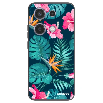Picasee silikónový čierny obal pre Xiaomi Redmi Note 14S - Pink Monstera