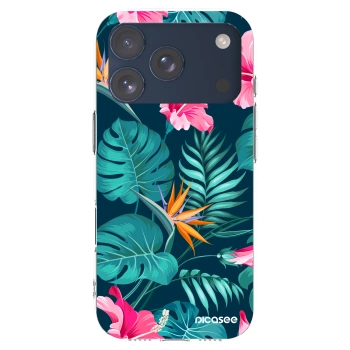 Picasee silikónový prehľadný obal pre Apple iPhone 17 Pro - Pink Monstera