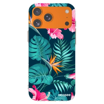 Picasee silikónový prehľadný obal pre Apple iPhone 17 Pro Max - Pink Monstera