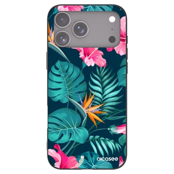 Picasee silikónový čierny obal pre Apple iPhone 17 Pro Max - Pink Monstera