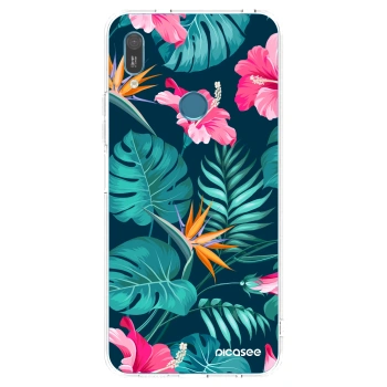 Picasee silikónový prehľadný obal pre Huawei Y6 2019 - Pink Monstera