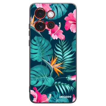 Picasee silikónový čierny obal pre Motorola Edge 60 Neo 5G - Pink Monstera