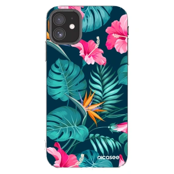 Picasee silikónový prehľadný obal pre Apple iPhone 11 - Pink Monstera