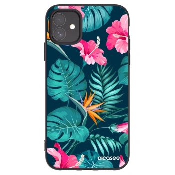 Picasee silikónový čierny obal pre Apple iPhone 11 - Pink Monstera