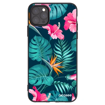 Picasee silikónový čierny obal pre Apple iPhone 11 Pro Max - Pink Monstera