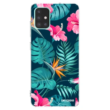 Picasee silikónový prehľadný obal pre Samsung Galaxy A51 A515F - Pink Monstera