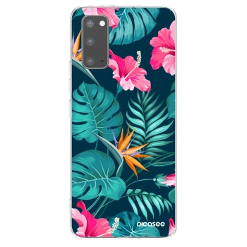 Picasee silikónový prehľadný obal pre Samsung Galaxy S20 G980F - Pink Monstera