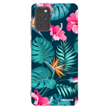 Picasee silikónový prehľadný obal pre Samsung Galaxy S20+ G985F - Pink Monstera