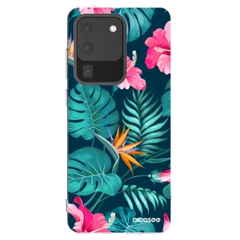 Picasee silikónový prehľadný obal pre Samsung Galaxy S20 Ultra 5G G988F - Pink Monstera