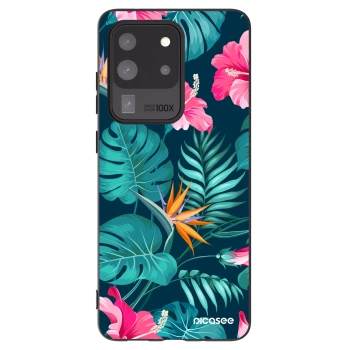 Picasee silikónový čierny obal pre Samsung Galaxy S20 Ultra 5G G988F - Pink Monstera
