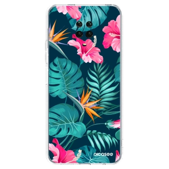 Picasee silikónový prehľadný obal pre Xiaomi Redmi Note 9 Pro - Pink Monstera