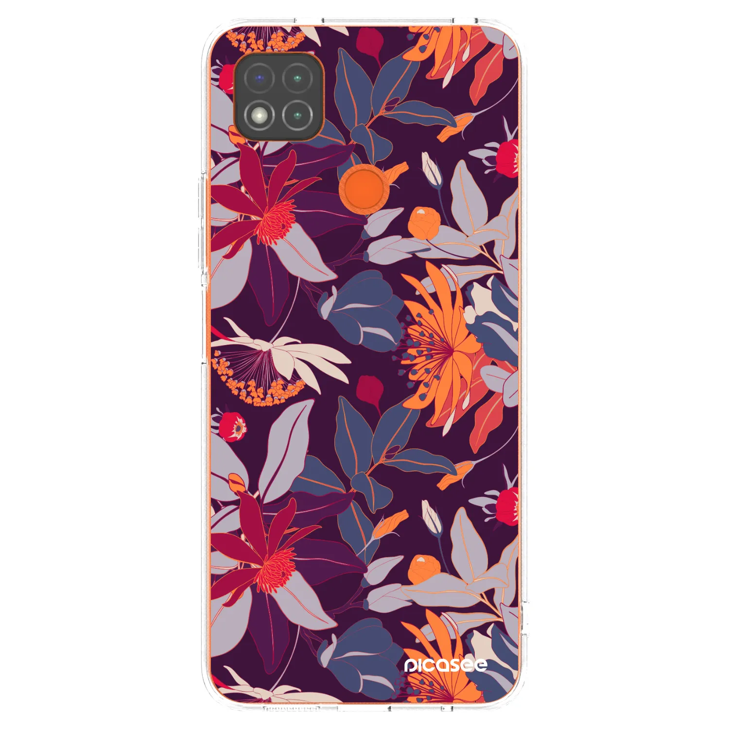 Picasee silikónový prehľadný obal pre Xiaomi Redmi 9C - Purple Leaf