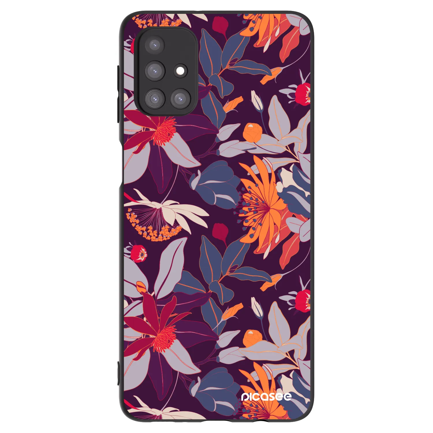 Picasee silikónový čierny obal pre Samsung Galaxy M31s - Purple Leaf