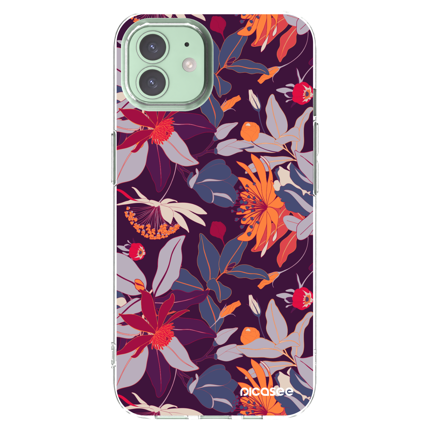 Silikónový prehľadný obal pre Apple iPhone 12 - Purple Leaf
