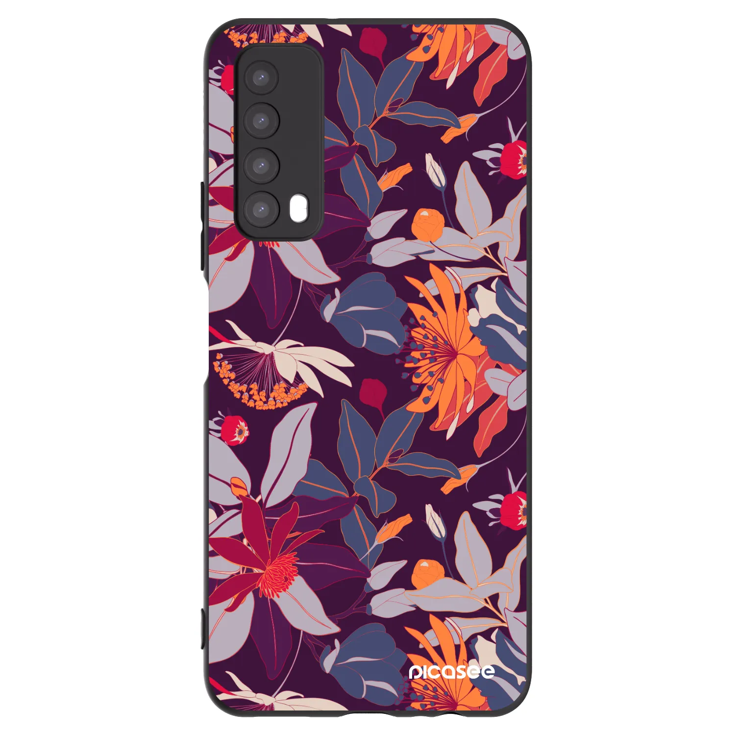 Picasee silikónový čierny obal pre Huawei P Smart 2021 - Purple Leaf