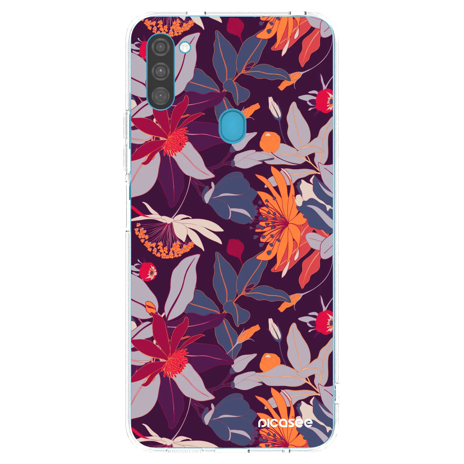 Picasee silikónový prehľadný obal pre Samsung Galaxy M11 - Purple Leaf