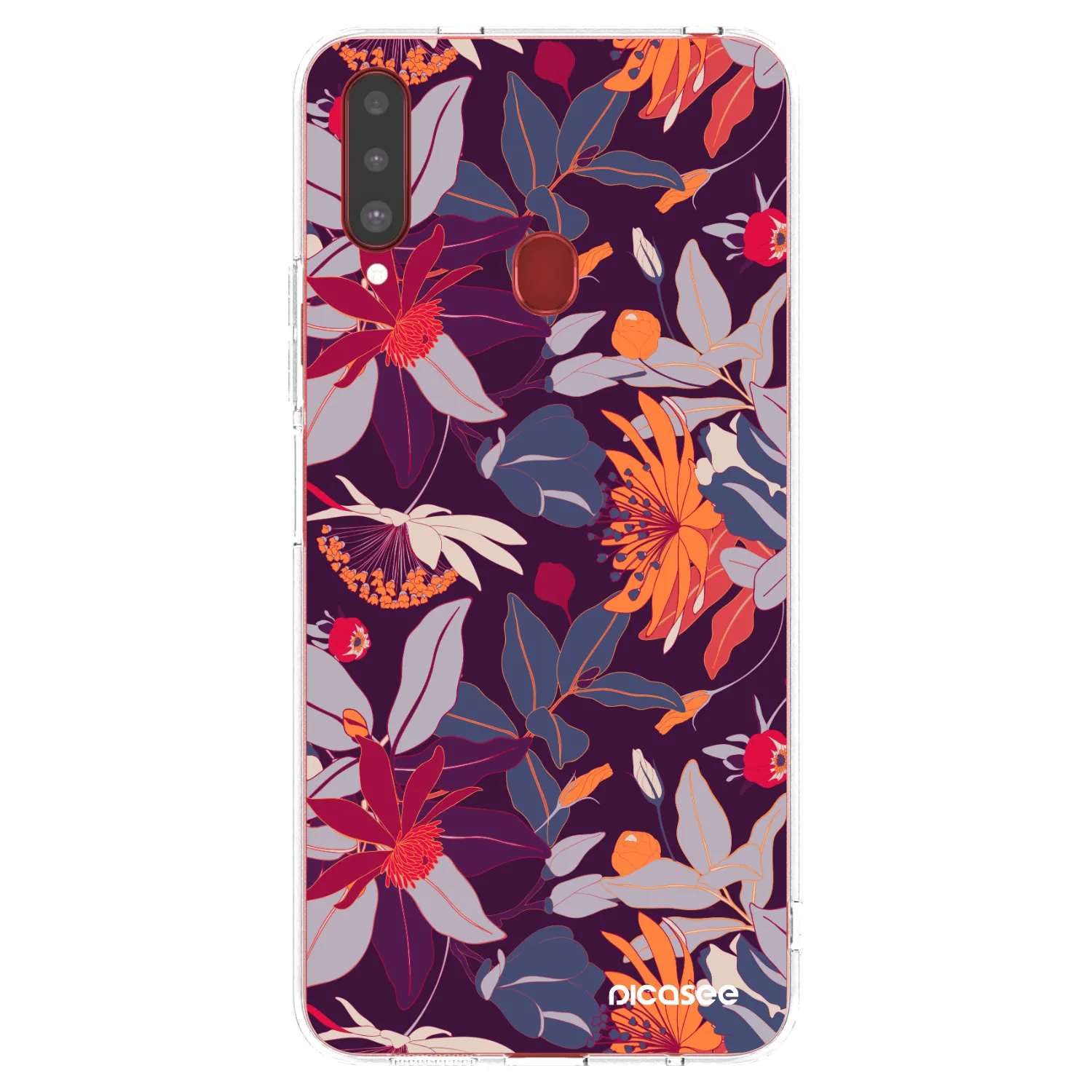 Picasee silikónový prehľadný obal pre Samsung Galaxy A20s - Purple Leaf