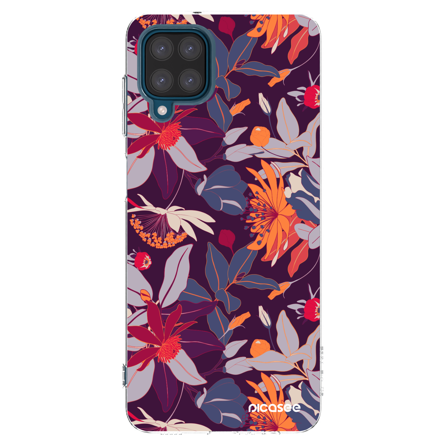 Picasee silikónový prehľadný obal pre Samsung Galaxy A12 A125F - Purple Leaf