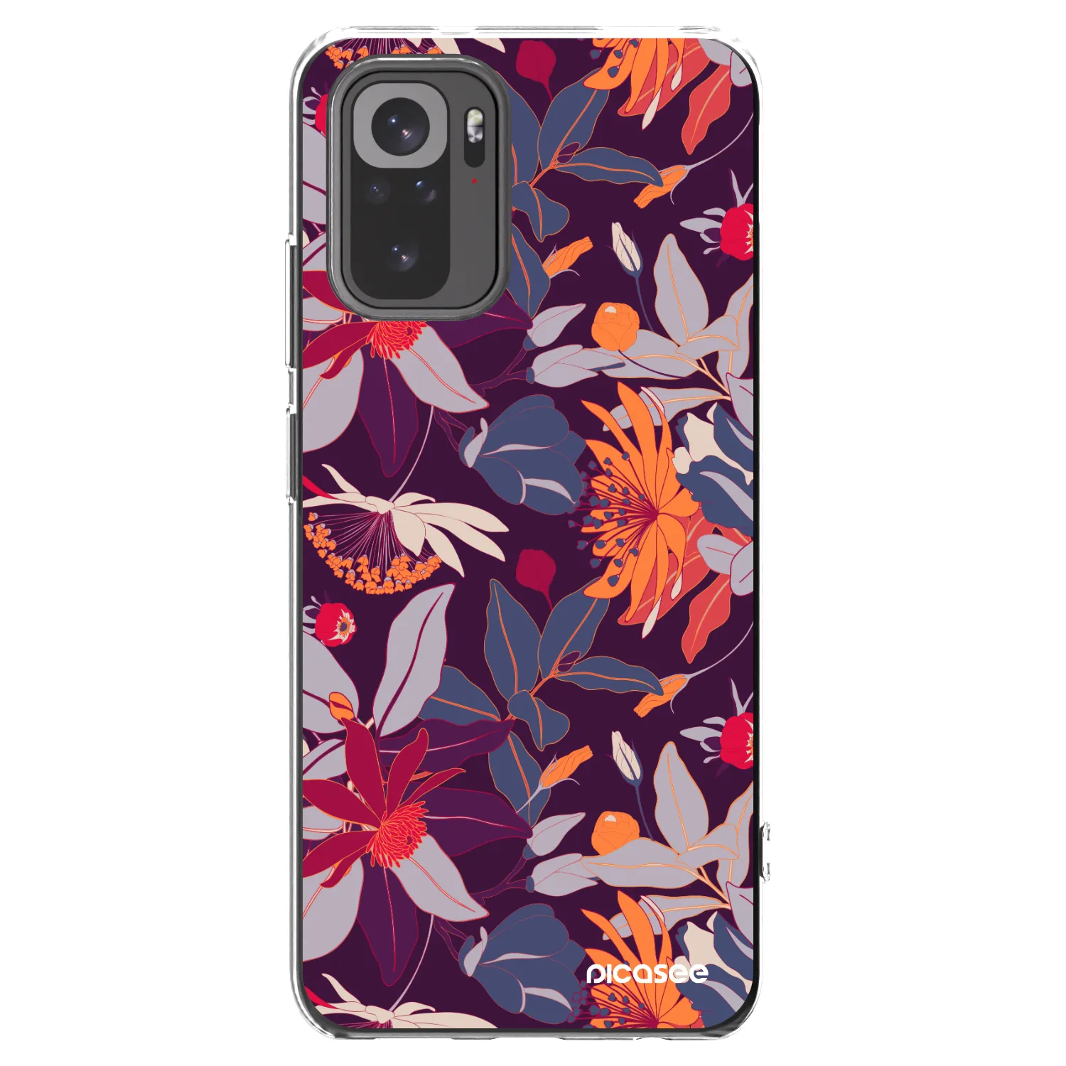 Picasee silikónový prehľadný obal pre Xiaomi Redmi Note 10 - Purple Leaf