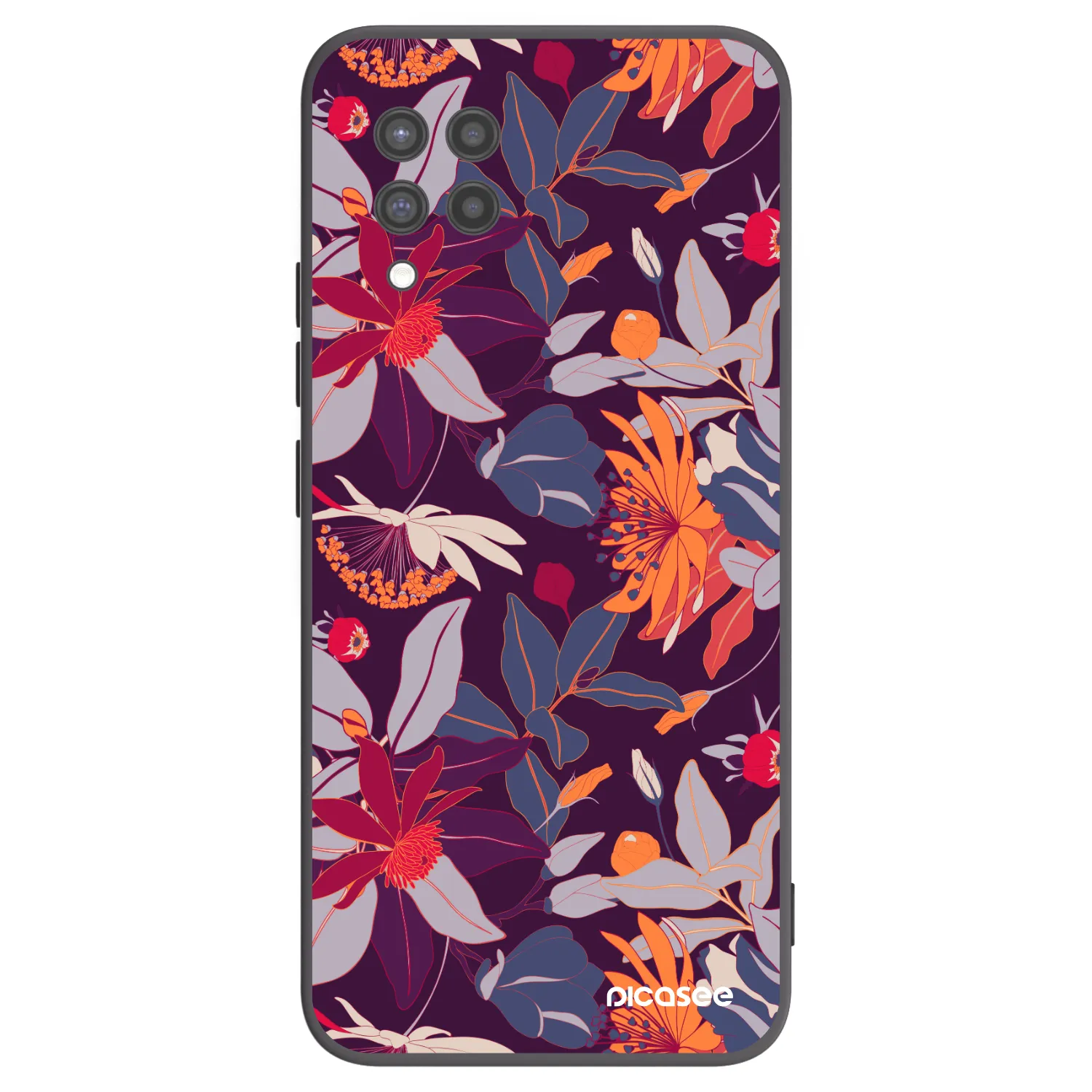 Picasee silikónový čierny obal pre Samsung Galaxy A42 A426B - Purple Leaf