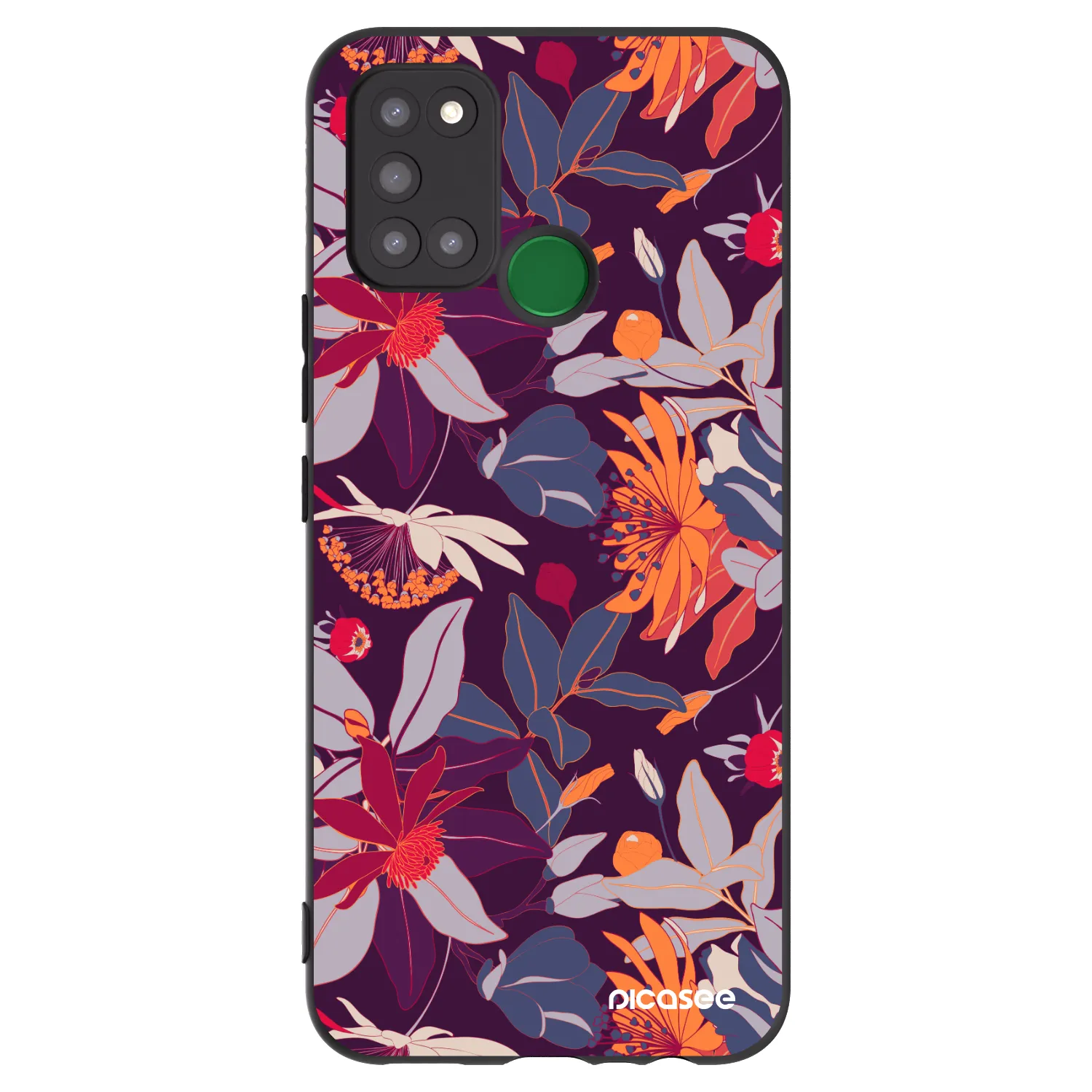 Picasee silikónový čierny obal pre Realme 7i - Purple Leaf