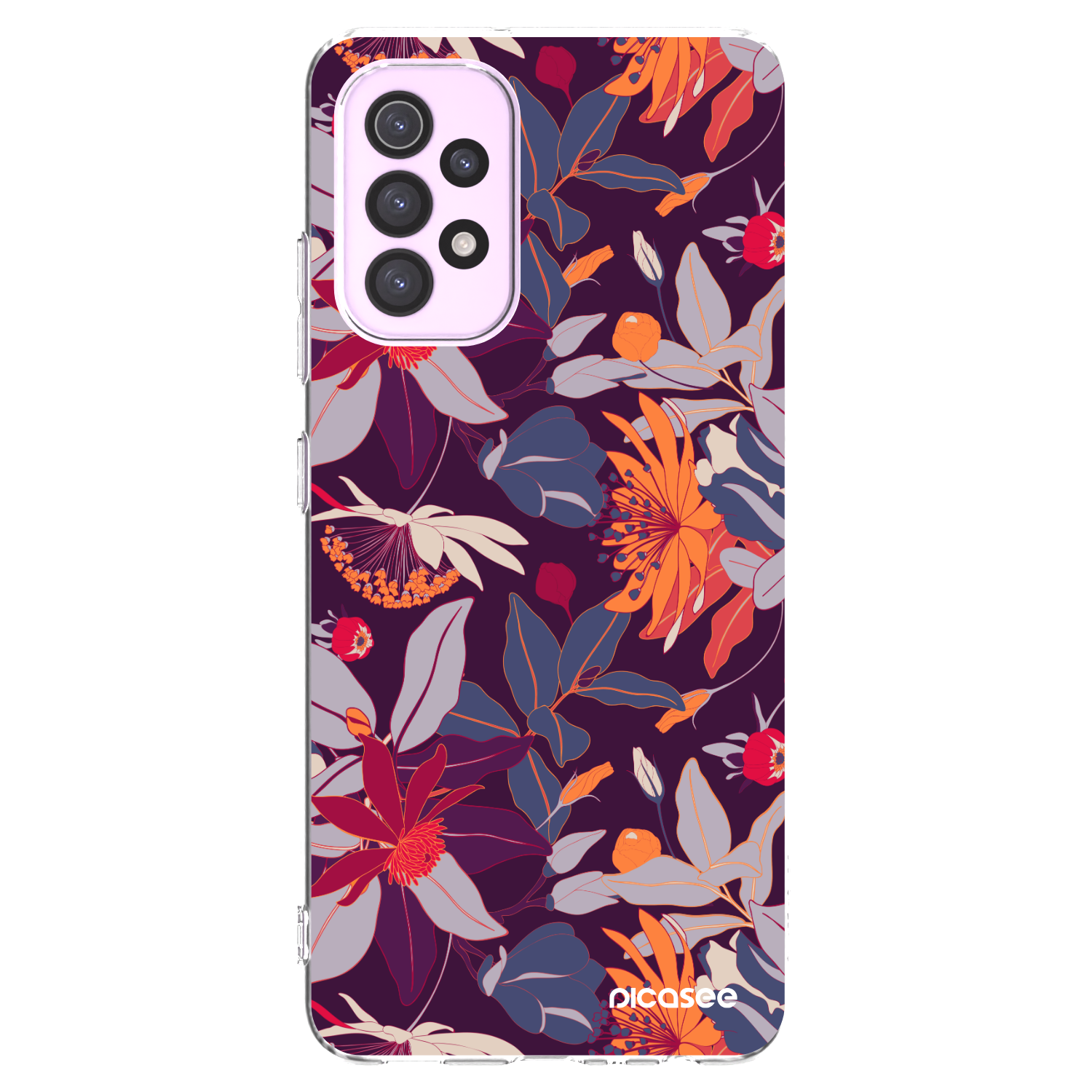 Picasee silikónový prehľadný obal pre Samsung Galaxy A32 5G A326B - Purple Leaf