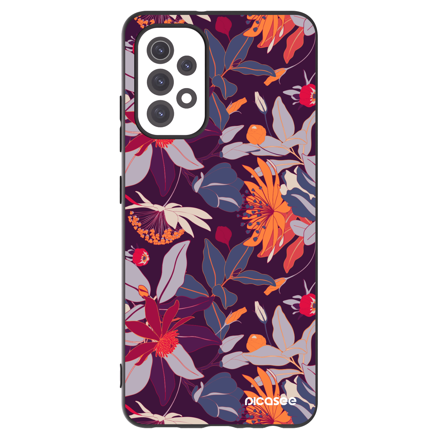 Picasee silikónový čierny obal pre Samsung Galaxy A32 5G A326B - Purple Leaf