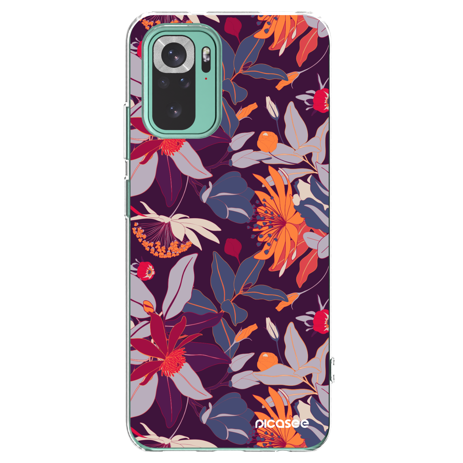 Picasee silikónový prehľadný obal pre Xiaomi Redmi Note 10 Pro - Purple Leaf