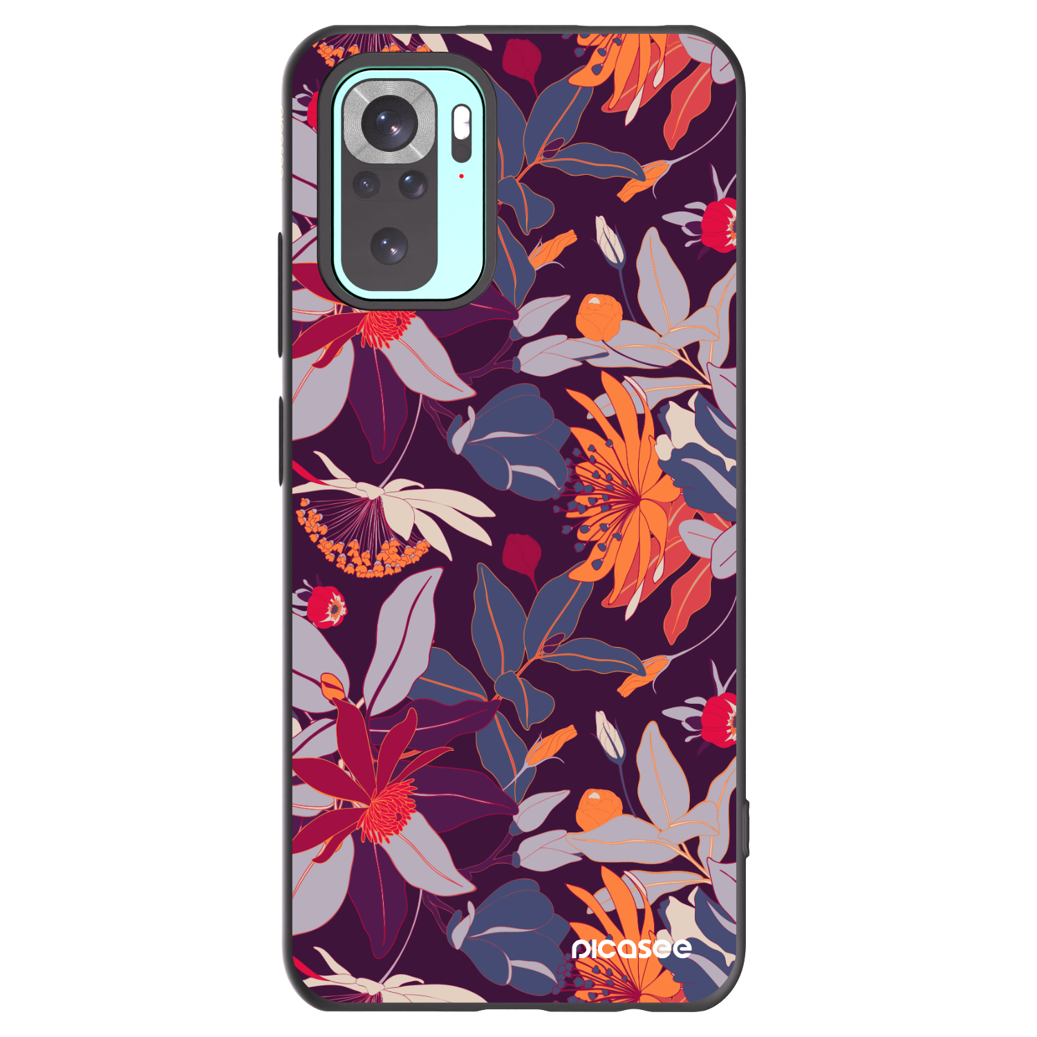 Picasee silikónový čierny obal pre Xiaomi Redmi Note 10 Pro - Purple Leaf