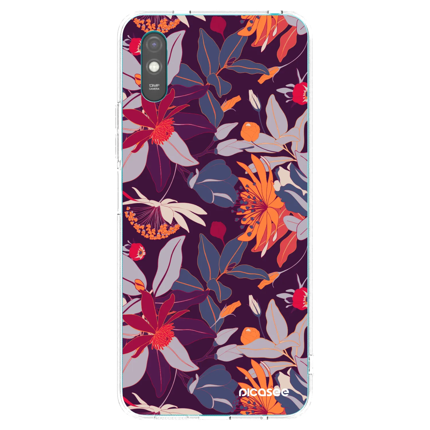 Picasee silikónový prehľadný obal pre Xiaomi Redmi 9AT - Purple Leaf