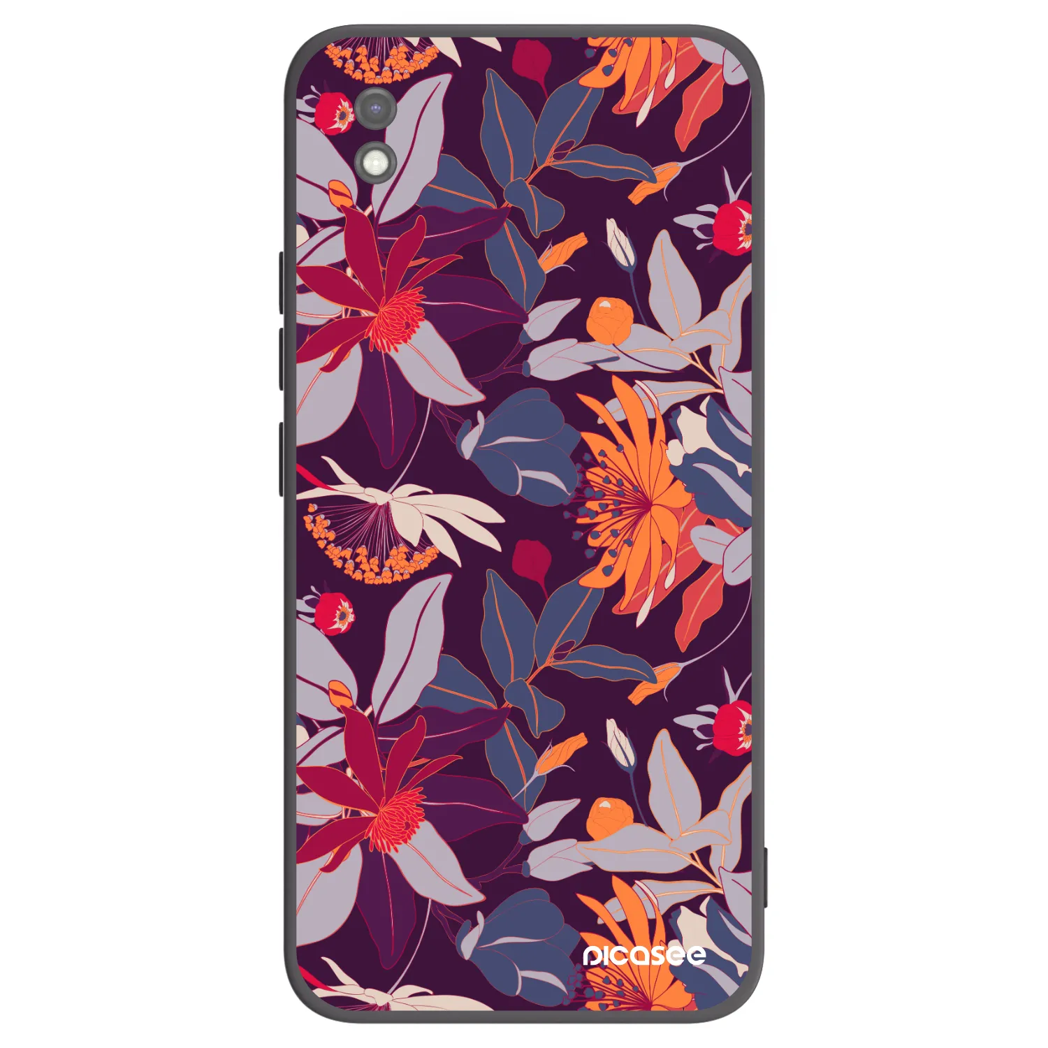Picasee silikónový čierny obal pre Xiaomi Redmi 9AT - Purple Leaf