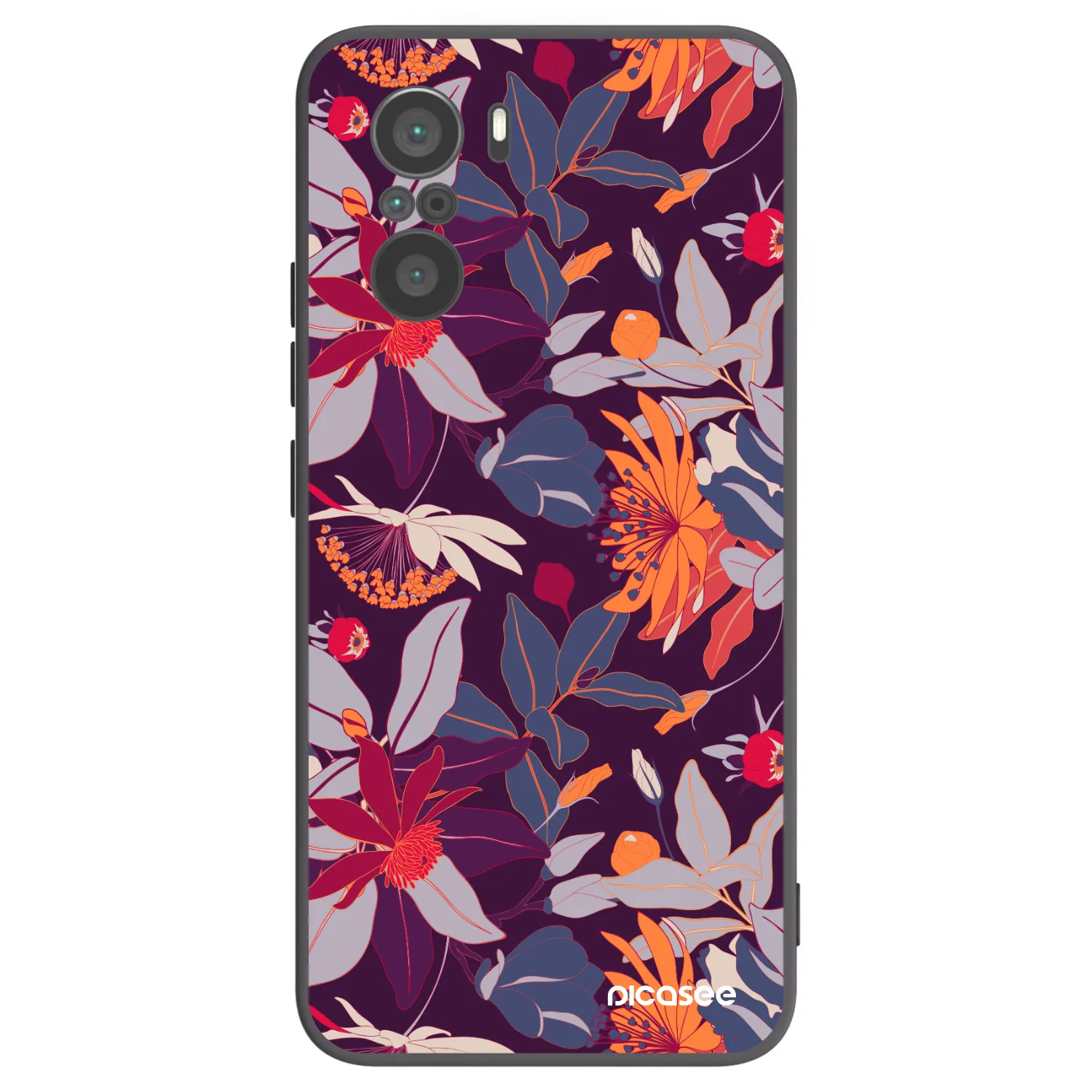 Picasee silikónový čierny obal pre Xiaomi Poco F3 - Purple Leaf