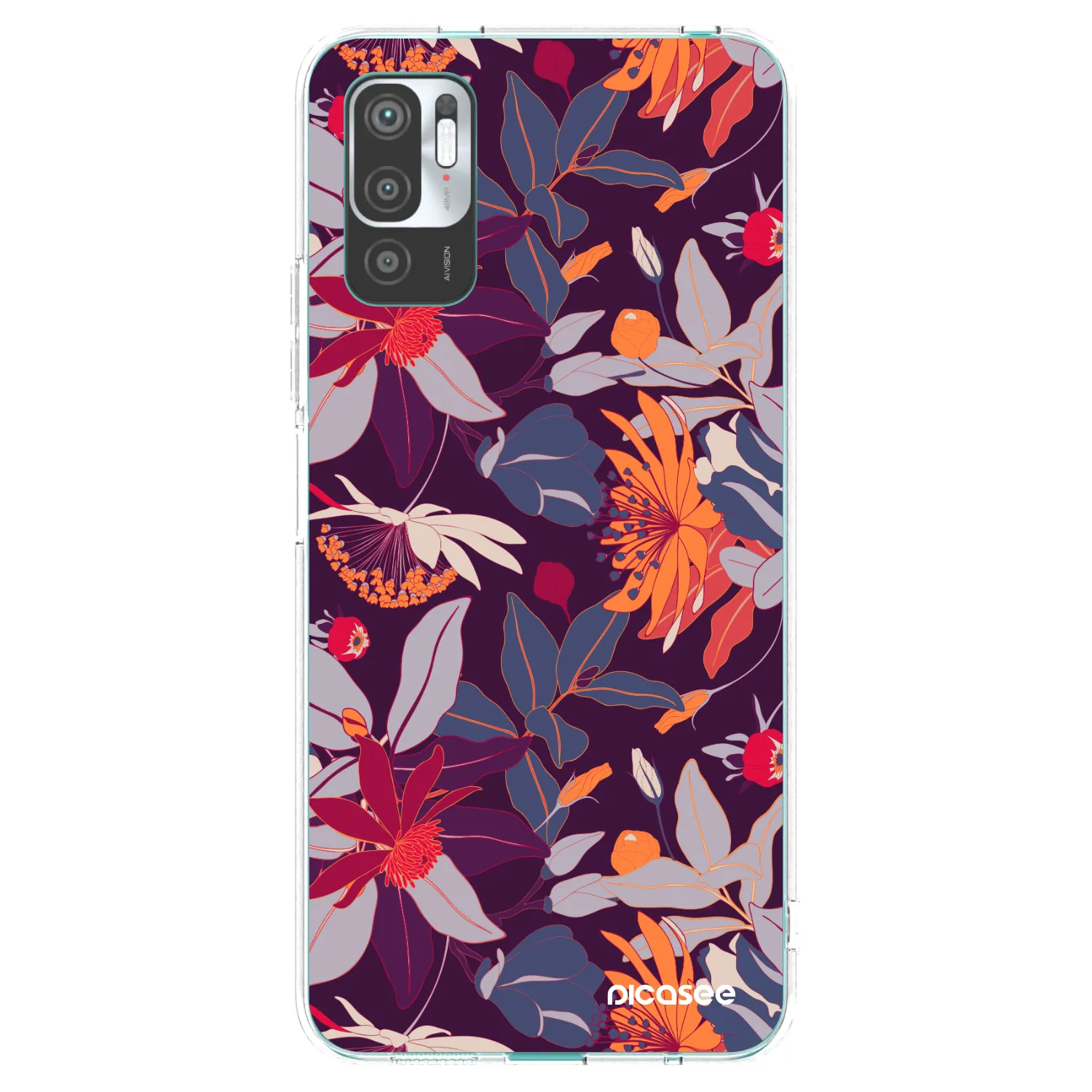 Picasee silikónový prehľadný obal pre Xiaomi Redmi Note 10 5G - Purple Leaf