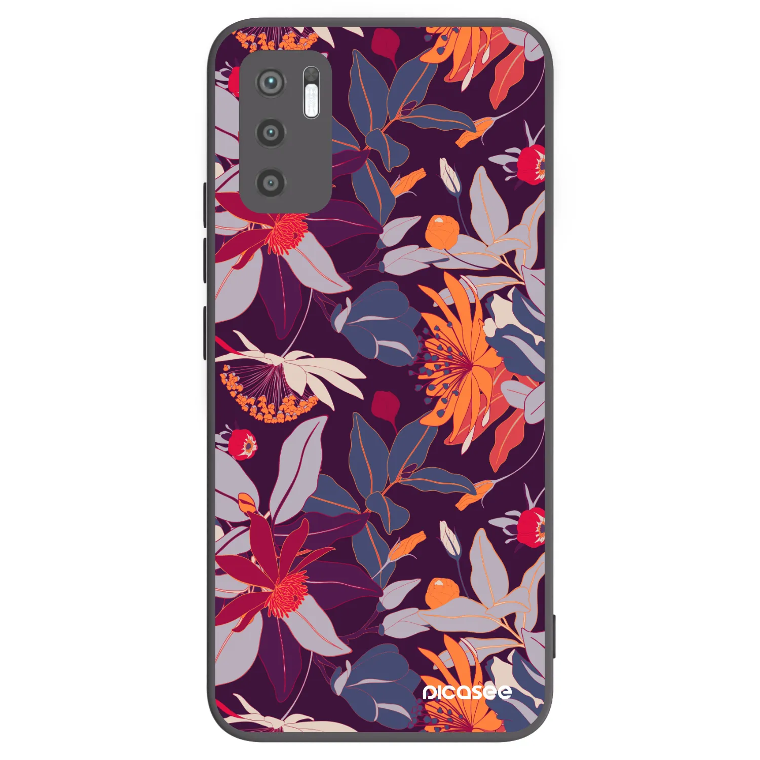 Picasee silikónový čierny obal pre Xiaomi Redmi Note 10 5G - Purple Leaf