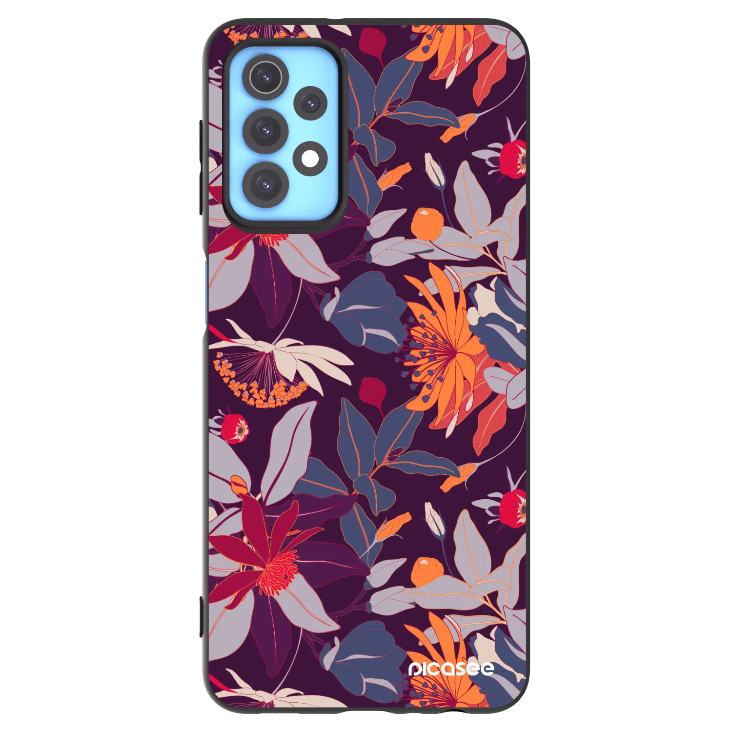Picasee silikónový čierny obal pre Samsung Galaxy A32 4G SM-A325F - Purple Leaf