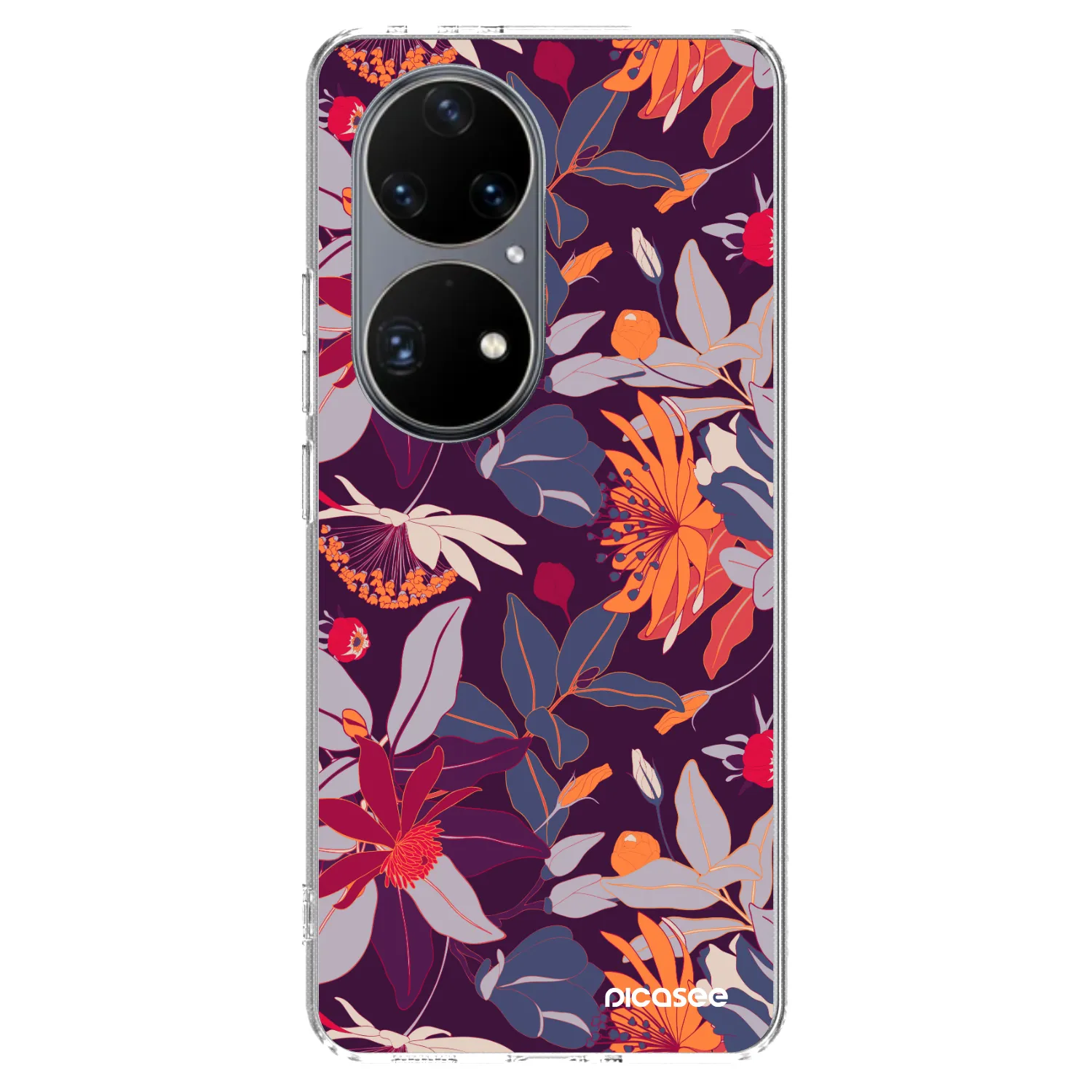 Picasee silikónový prehľadný obal pre Huawei P50 - Purple Leaf