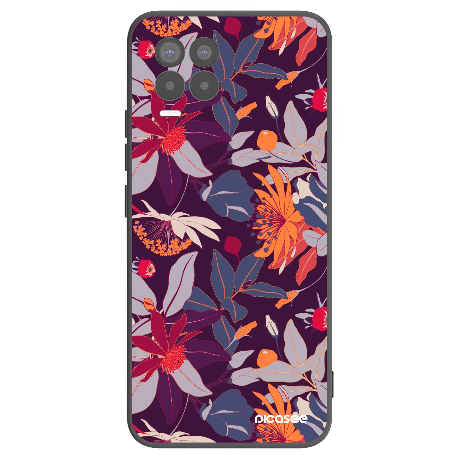 Picasee silikónový čierny obal pre Realme 8 4G - Purple Leaf