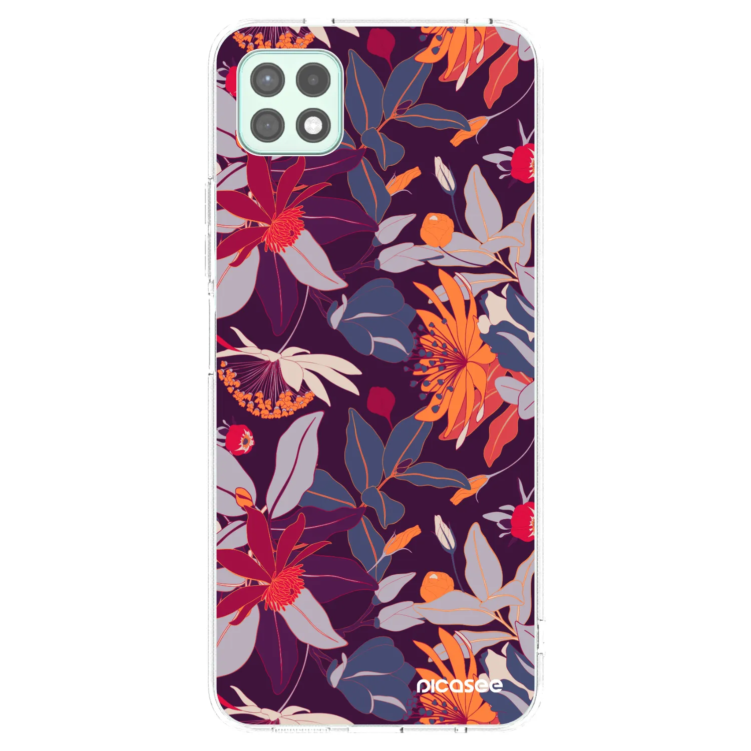 Picasee silikónový prehľadný obal pre Samsung Galaxy A22 A226B 5G - Purple Leaf