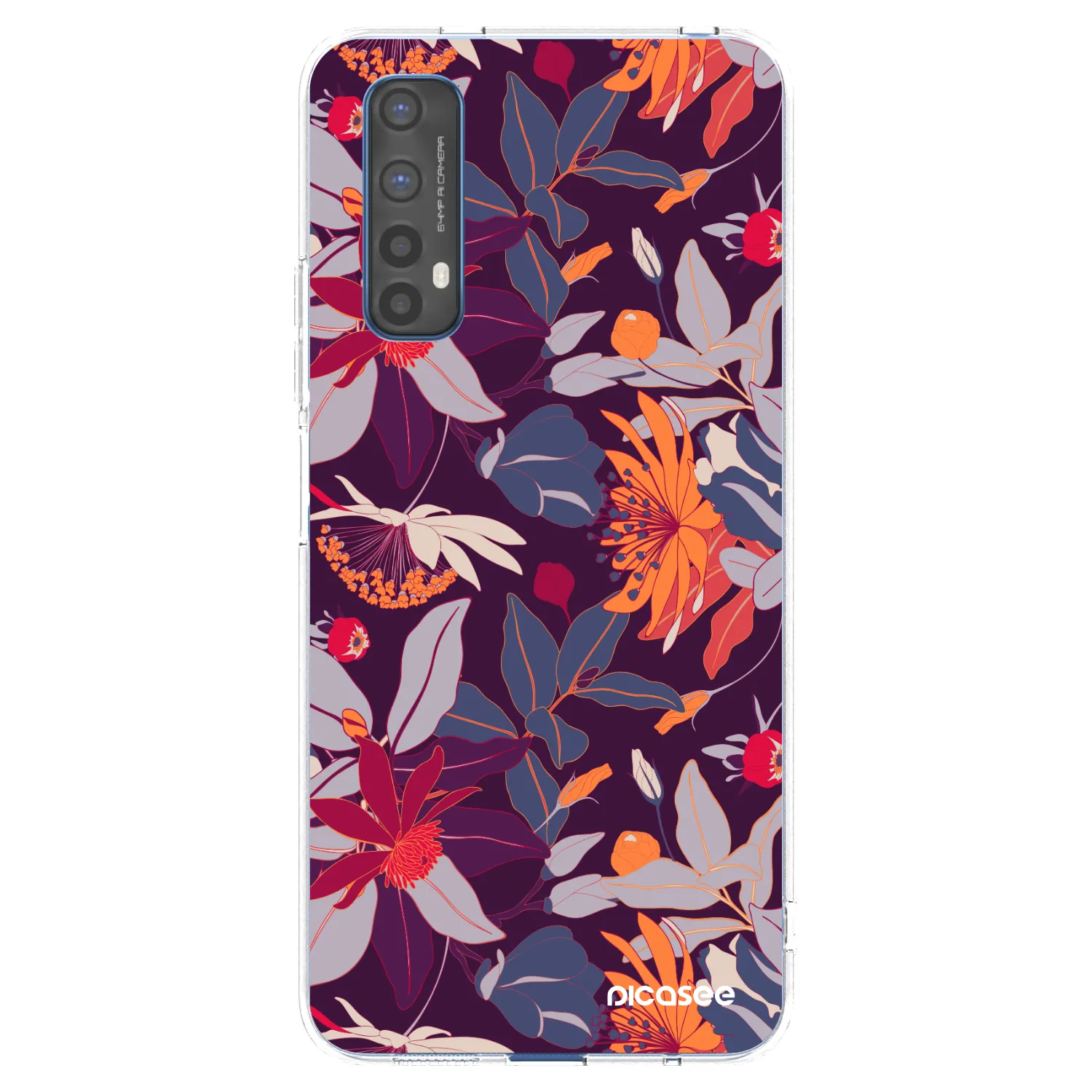 Picasee silikónový prehľadný obal pre Realme 7 - Purple Leaf